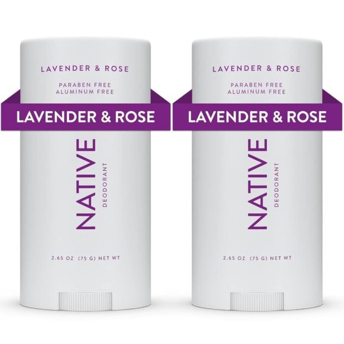 Native Aluminum‑Free Deodorant – Lavender & Rose – 2‑Pack (2 oz Each)