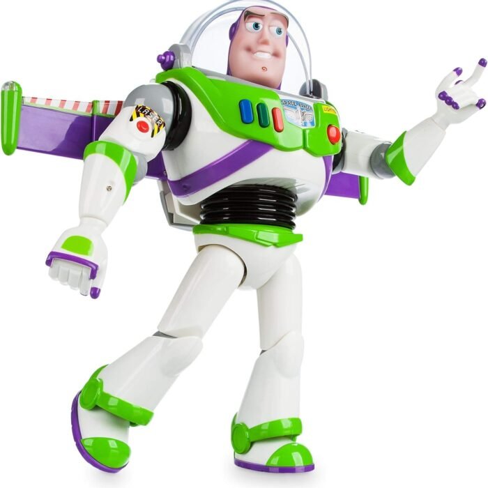 Disney Store Official Buzz Lightyear Interactive Talking Action Figure from Toy Story – Features 10+ English Phrases, Interacts with Other Figures and Toys