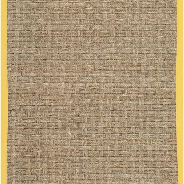 SAFAVIEH Natural Fiber Collection Accent Rug – 2′3″ × 4′, Natural & Gold – Basketweave Seagrass with Border (NF114X)