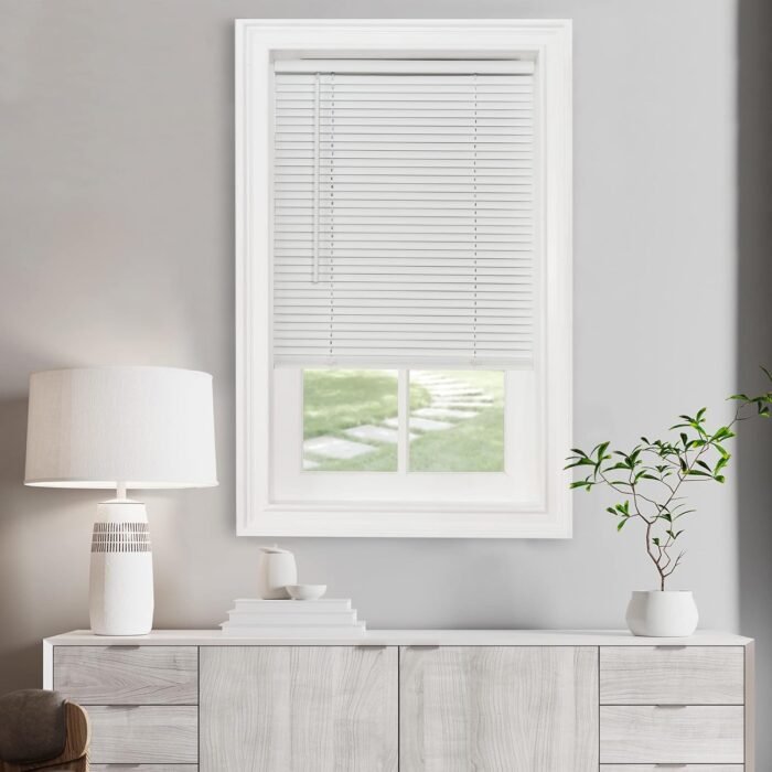 Cordless Light‑Filtering Mini Blind – 31 in Width × 72 in Length, 1" Slat – Pearl White – Cordless GII Morningstar Horizontal Window Blind by Achim Home Decor